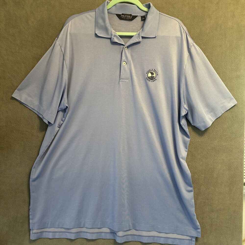 Polo Golf Ralph Lauren Pebble Beach Polo Shirt Mens XL Blue Performance *flaw*